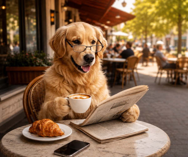Puzle Perro con periódico